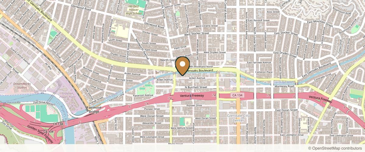 Map showing Nance Yuan, MD Plastic Surgery in Glendale, California
