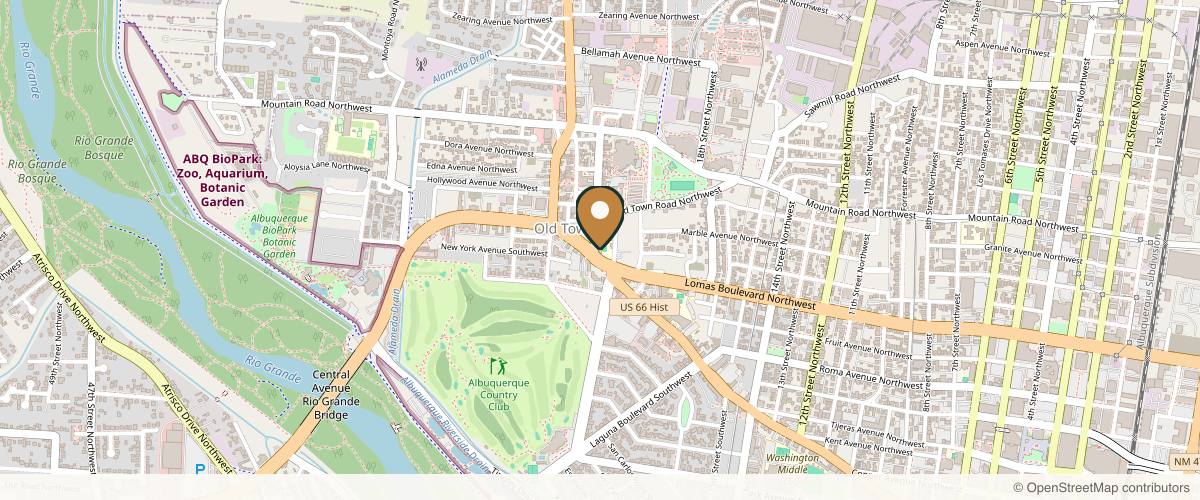 Map showing Nars Aesthetics in Albuquerque, New Mexico