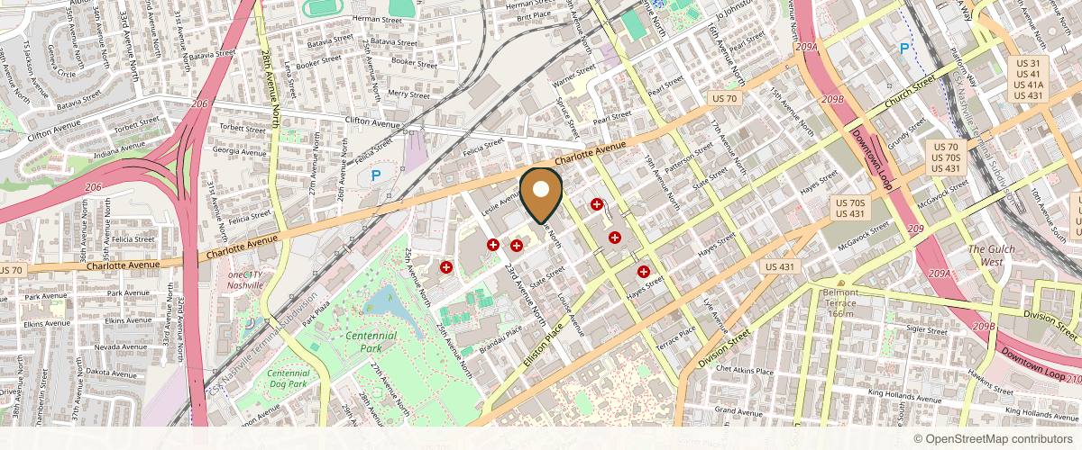 Map showing Nashville Plastic Surgery in Nashville, Tennessee