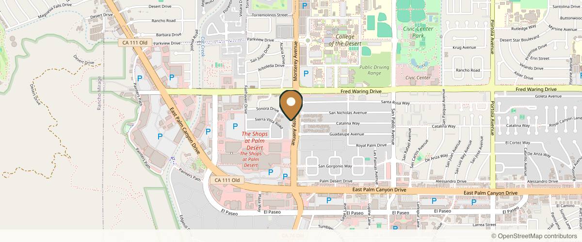 Map showing Natalie Driessen, MD in Palm Desert, California