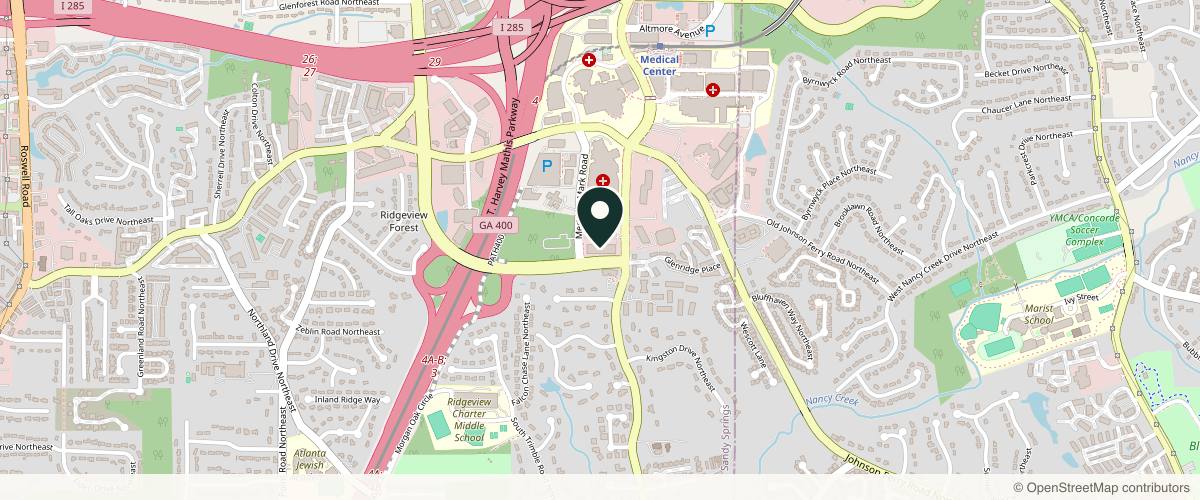 Map showing Nelson Center for Plastic and Reconstructive Surgery in Atlanta, Georgia