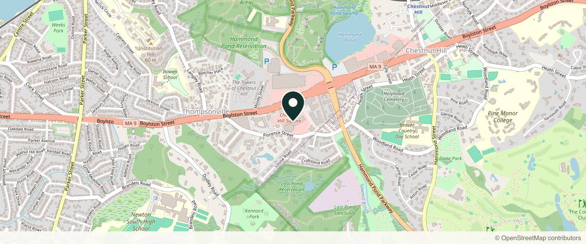 Map showing New England Reconstructive & Aesthetic Surgery in Newton, Massachusetts