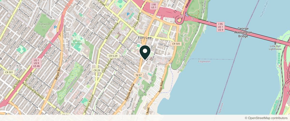 Map showing New Jersey Gynecomastia Center in Hoboken, New Jersey