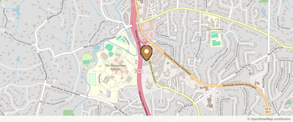 Map showing Nip & Tuck Plastic Surgery - Nicholas Jones, MD, FACS in Buckhead, Georgia