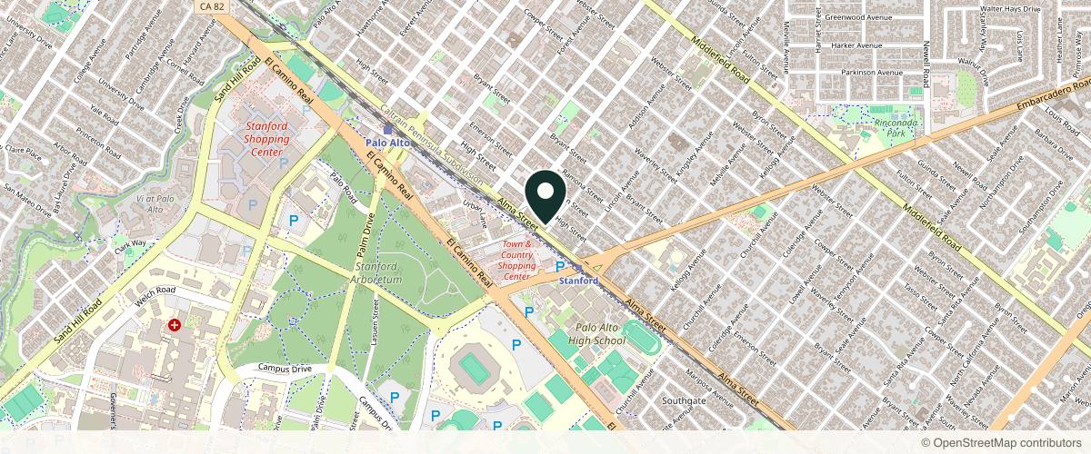 Map showing Nishant Ganesh Kumar, MD in Palo Alto, California
