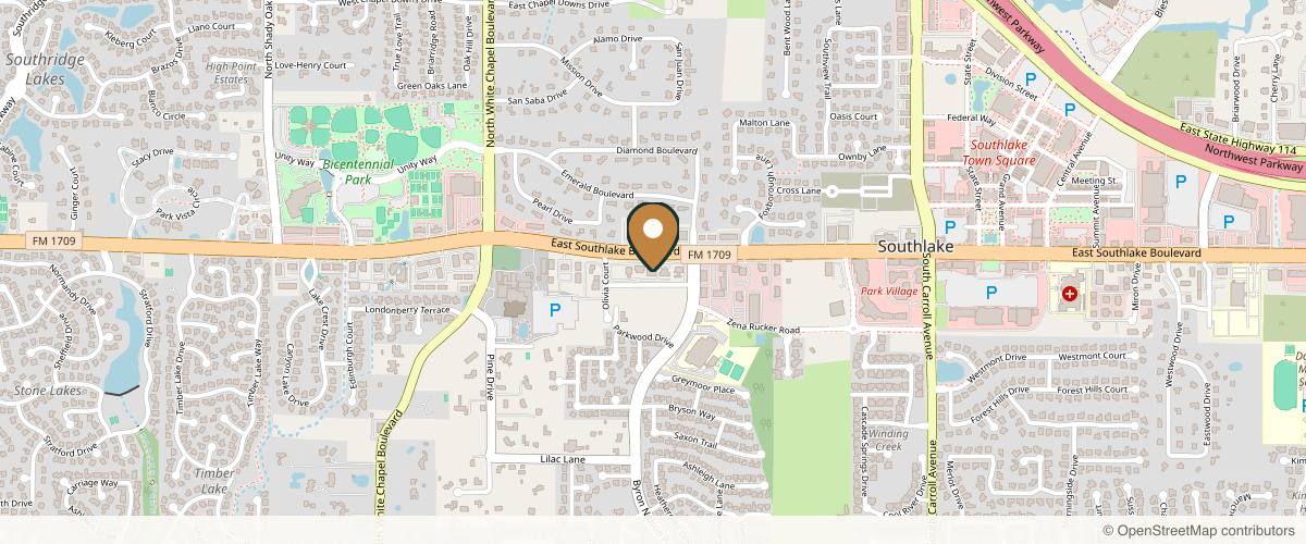 Map showing North Texas Plastic Surgery Med-Spa in Southlake, Texas