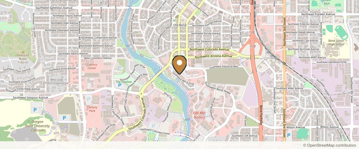 Map showing Northwest Cosmetic Surgery: Dr. Amanda K. Nelson MD FACS in Bend, Oregon