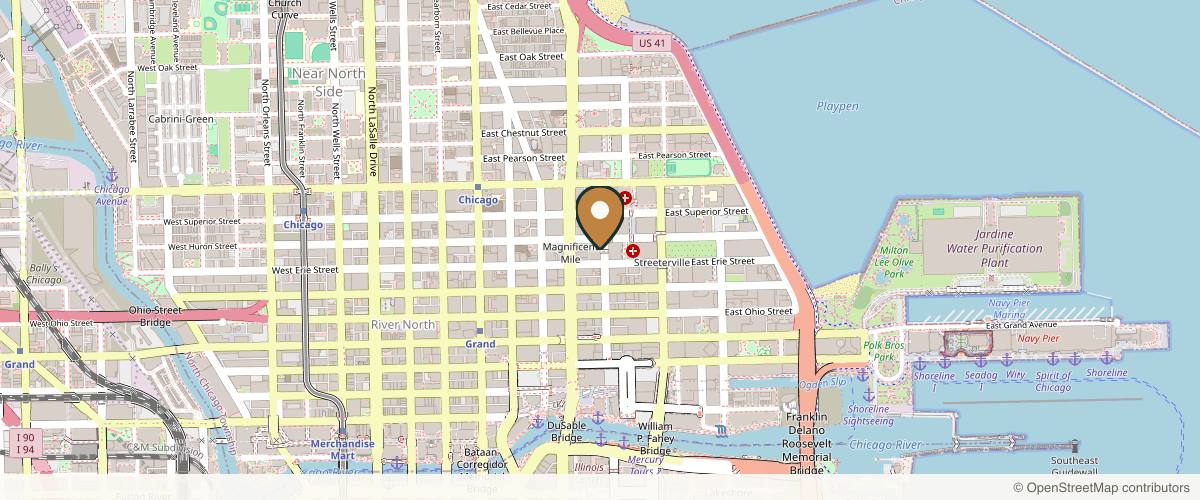 Map showing Northwestern Specialists in Plastic Surgery, S.C. in Chicago, Illinois