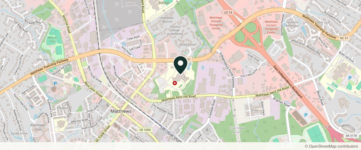 Map showing Novant Health Dermatology Associates in Concord, North Carolina