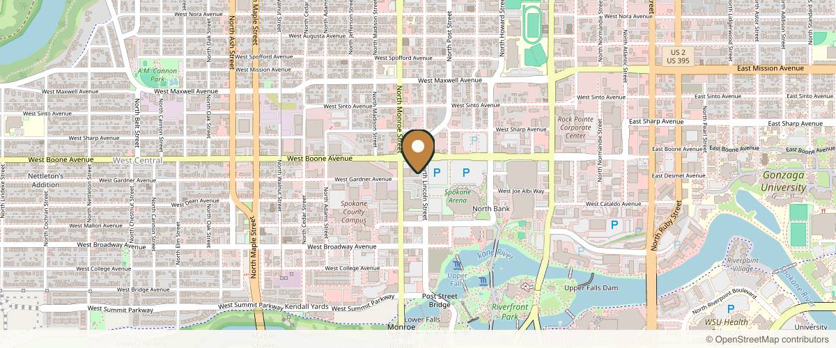 Map showing Odara Medical Spa in Spokane, Washington