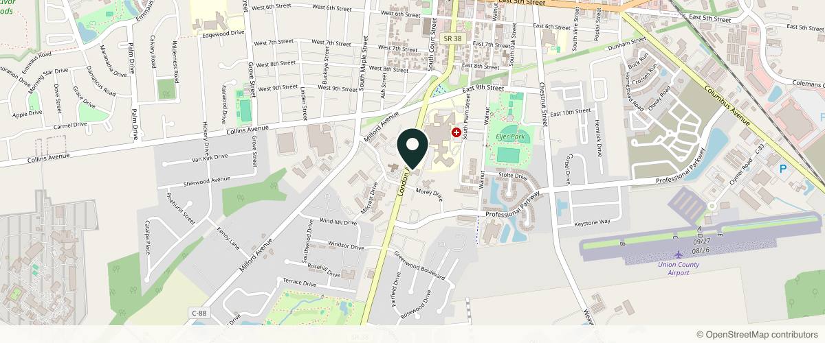 Map showing Ohio Plastic & Reconstructive Surgery and Skin Health Center | Marysville Office in Dublin, Ohio
