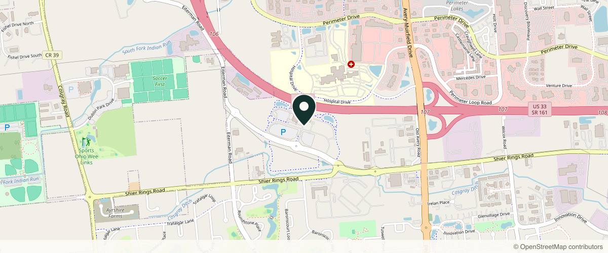 Map showing Ohio State Dermatology Outpatient Care Dublin in Columbus, Ohio