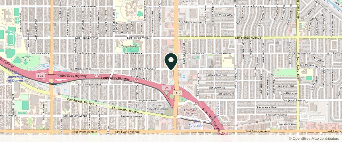 Map showing Okland Facial Plastic Surgery in Denver, Colorado