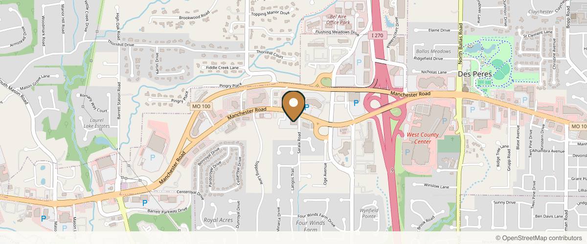 Map showing Ophthalmic Plastic & Cosmetic Surgery, Inc. in St. Louis, Missouri