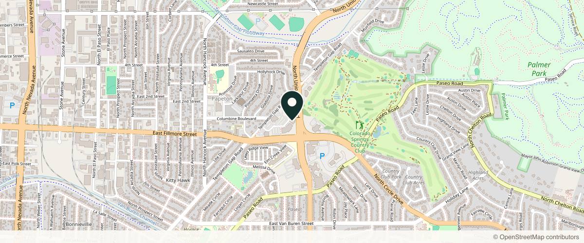 Map showing Optum Dermatology in Colorado Springs, Colorado