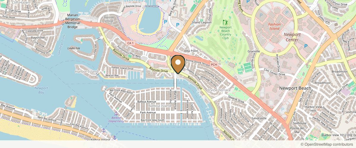Map showing Orange County Plastic Surgery in Newport Beach, California