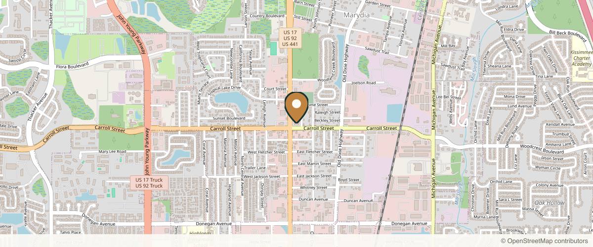 Map showing Orlando Cosmetic Surgical Arts in Kissimmee, Florida