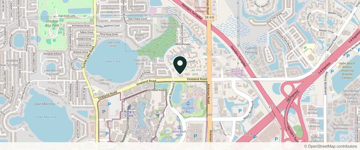 Map showing Orlando Dermatology in Orlando, Florida