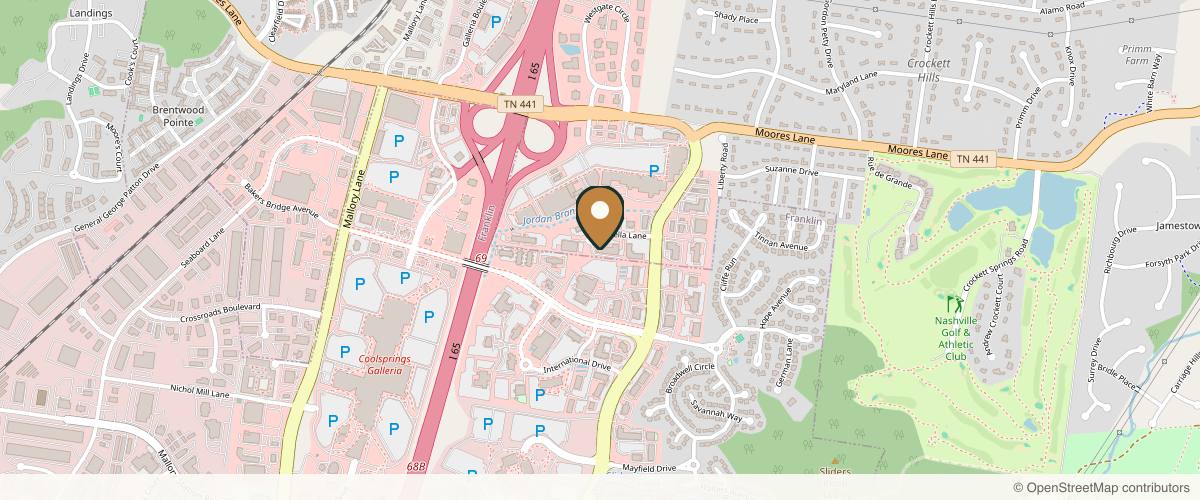 Map showing PA Plastic Surgery Center - Dr Paul Warner Papillion in Franklin, Tennessee