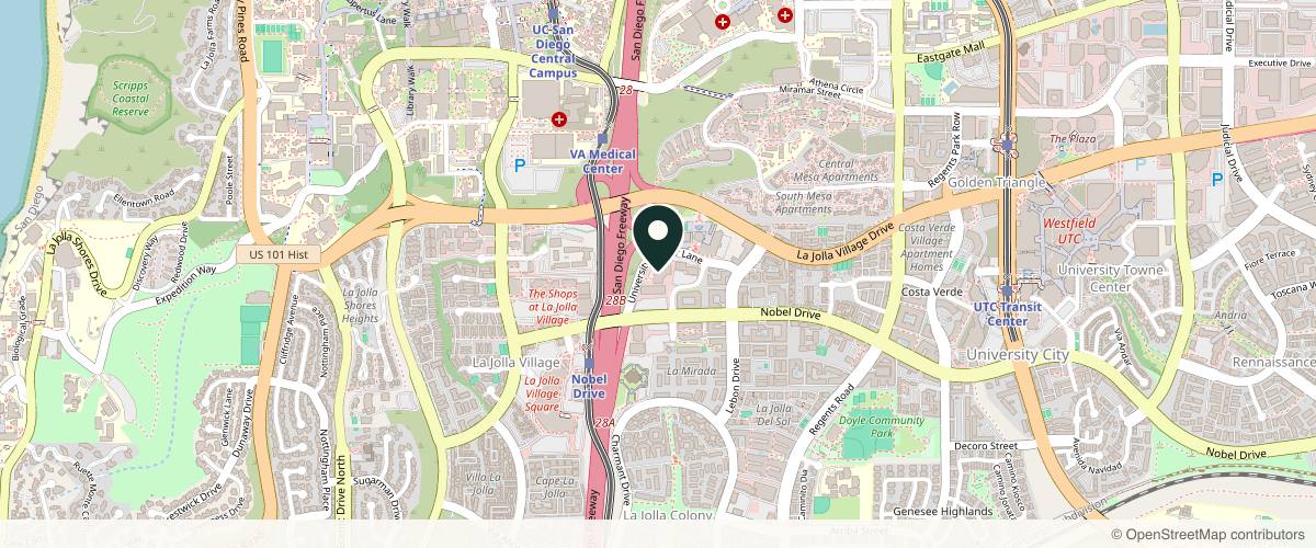 Map showing Pacific Dermatology & Cosmetic Laser Center in San Diego, California
