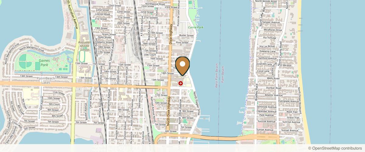 Map showing Palm Beach Plastic and Cosmetic Surgery in West Palm Beach, Florida