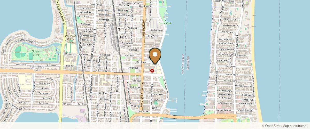 Map showing Palm Beach Plastic Surgery Institute- Dr Edward H Davidson MD FACS in West Palm Beach, Florida