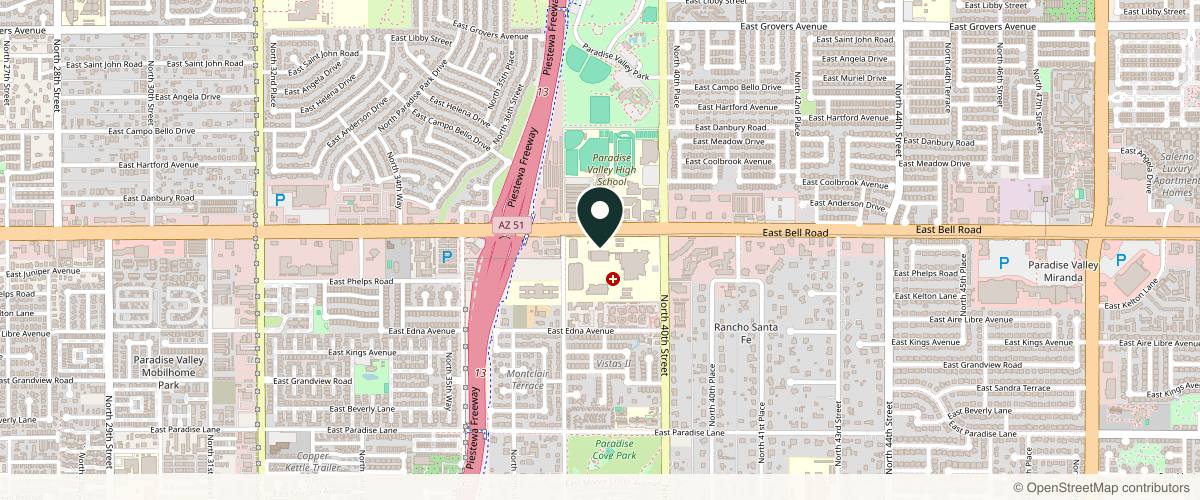 Map showing Paradise Valley Dermatology in Phoenix, Arizona