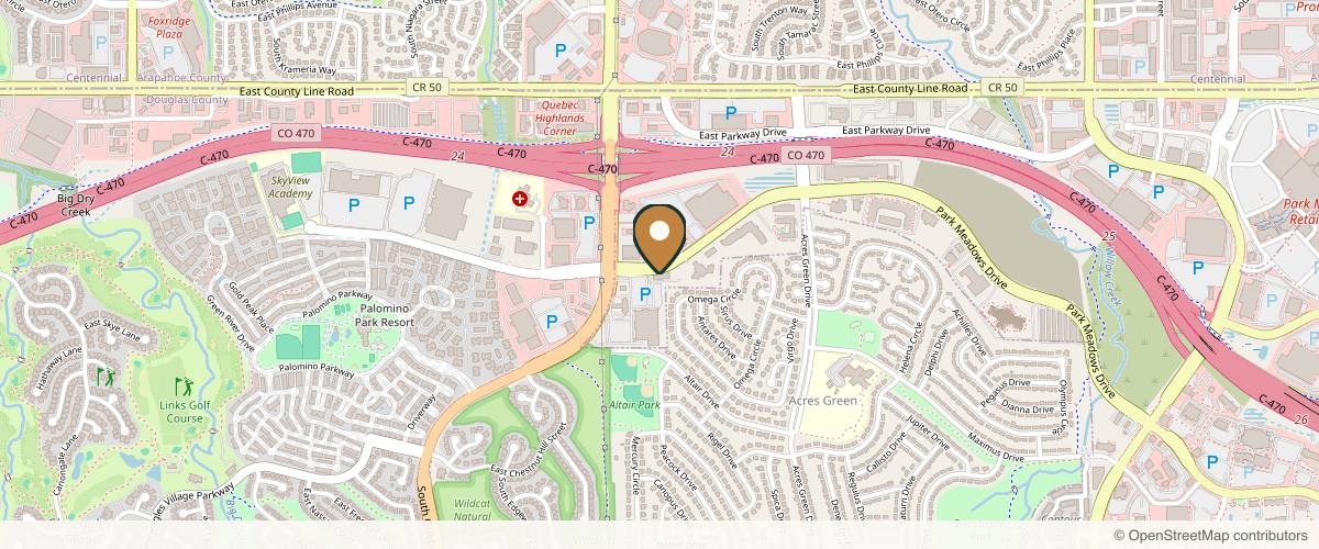 Map showing Park Meadows Cosmetic Surgery in Cherry Creek, Colorado