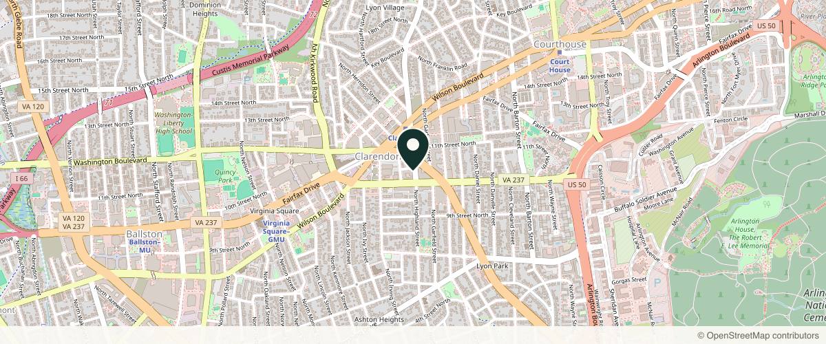 Map showing Pashapour Oral + Facial Surgery in Arlington, Virginia