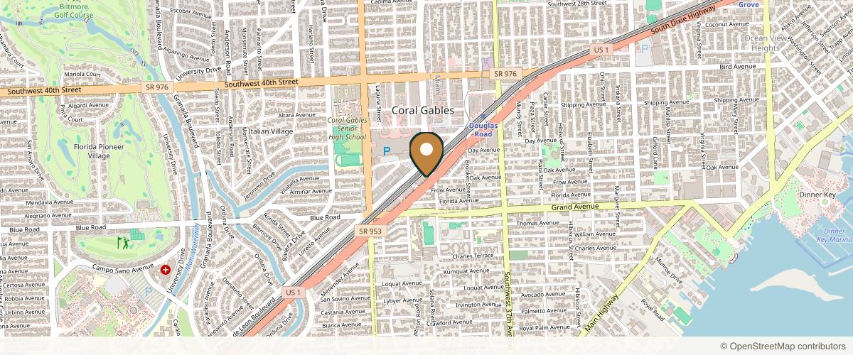Map showing Paul N. Afrooz, MD in Coral Gables, Florida