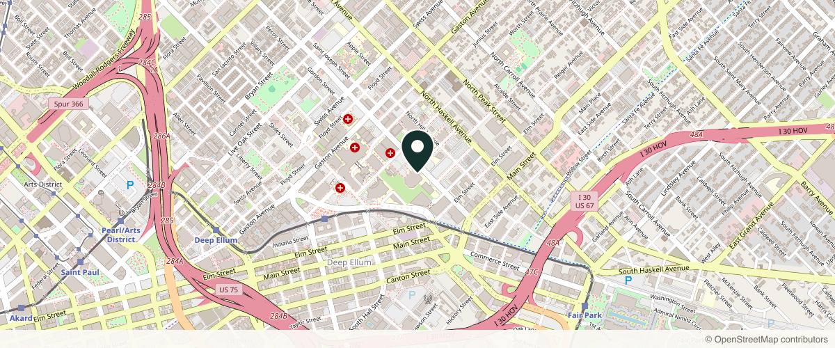 Map showing Paul Pin, MD in Dallas, Texas