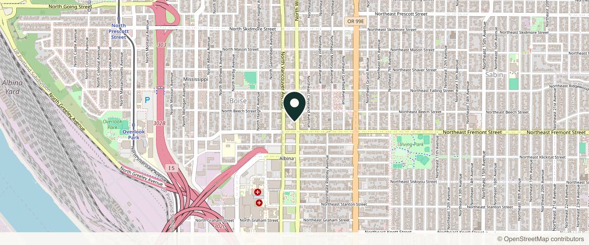 Map showing Peach Skin North Portland Healthcare in Portland, Oregon