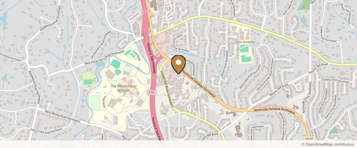 Map showing Peachtree Plastic Surgery in Buckhead, Georgia