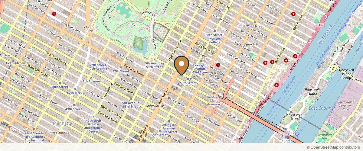 Map showing Pearlman Aesthetic Surgery in Manhattan, New York