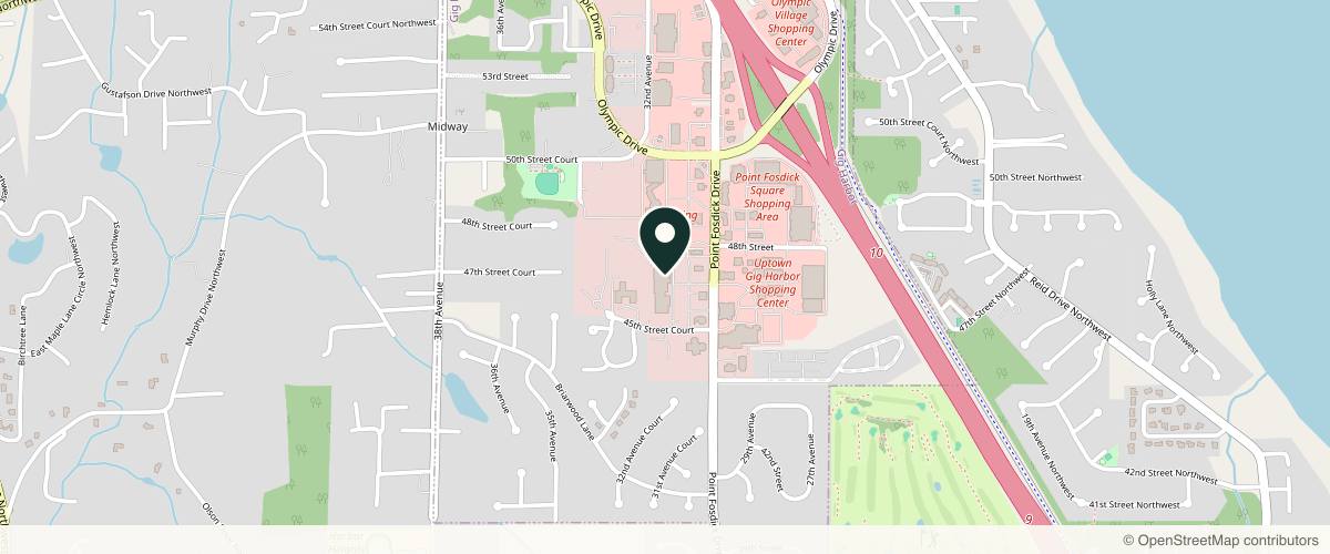Map showing Peninsula Dermatology and Laser Clinic in Tacoma, Washington