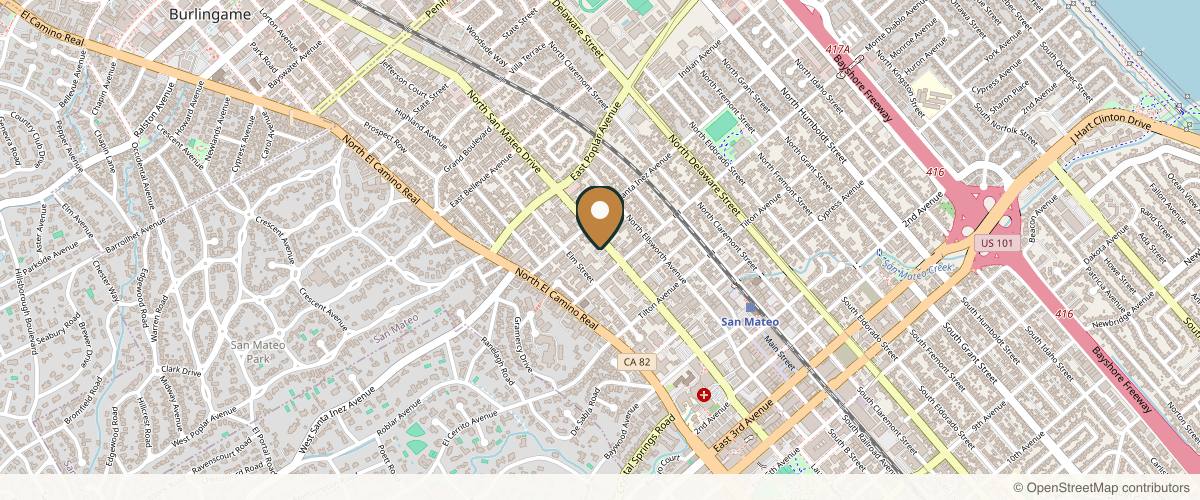 Map showing Peninsula Oral and Facial Surgery in San Mateo, California