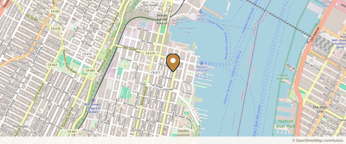Map showing Periodontics & Implant Center in Hoboken, New Jersey