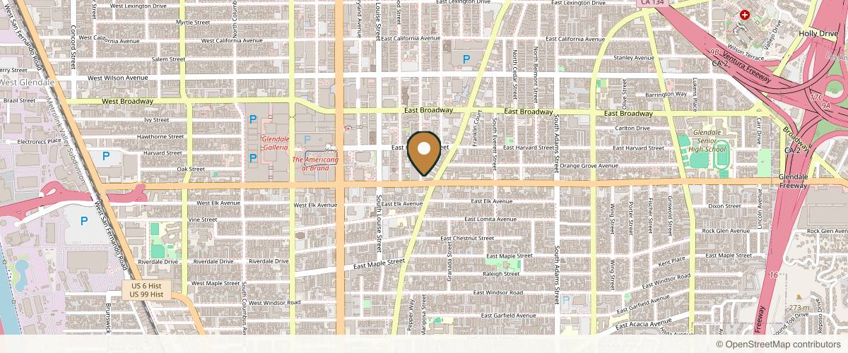 Map showing Peter Ashjian, MD in Burbank, California