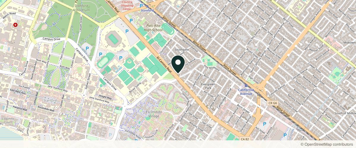 Map showing Peter K. Davis, MD in Palo Alto, California