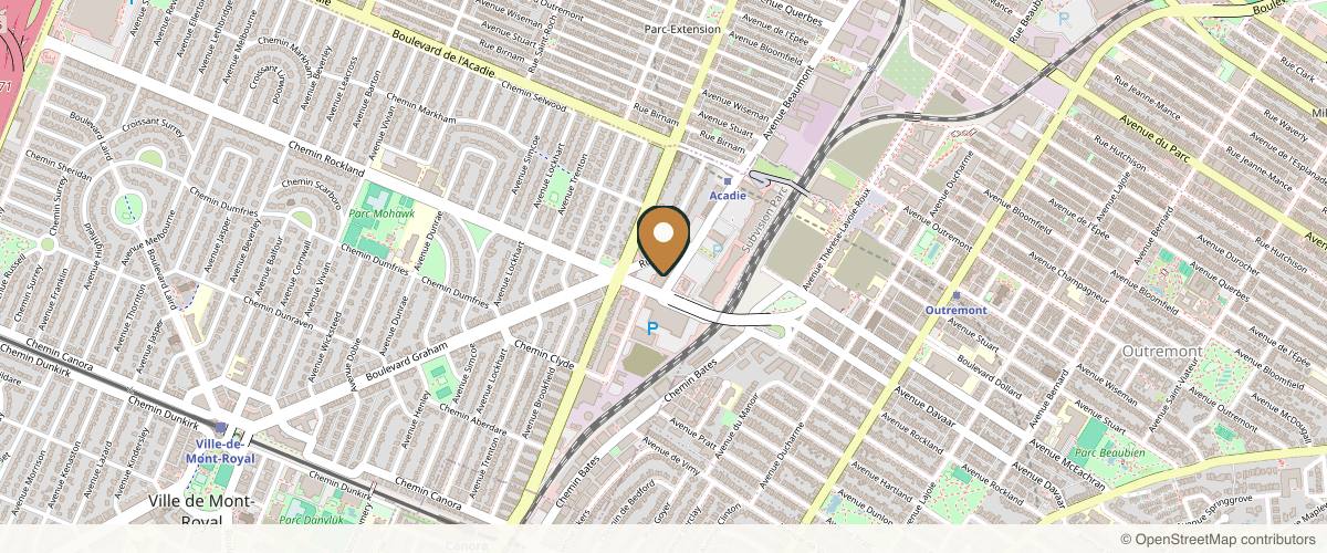 Map showing PHI Surgery | Chirurgienne plastique à Montréal | Lifting du visage cou, augmentation mammaire, liposuction, mommy makeover in Montreal, Quebec