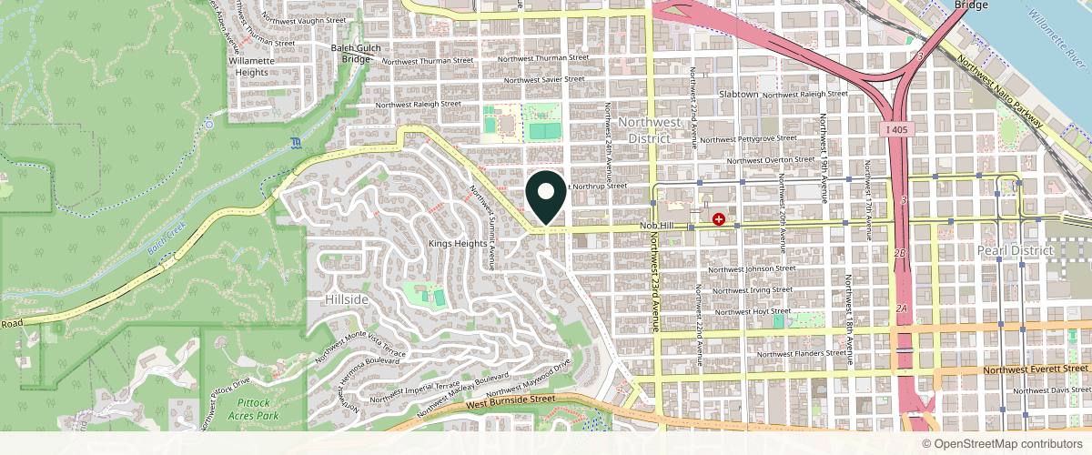 Map showing Phoebe Rich, M.D., Oregon Dermatology and Research Center in Portland, Oregon