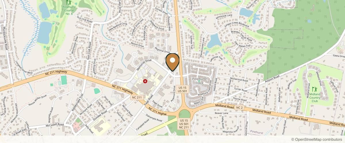 Map showing Pinehurst Plastic Surgery Specialists, P.A. in Fayetteville, North Carolina