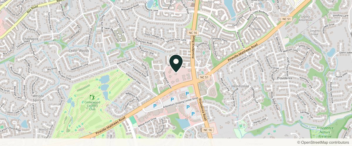 Map showing Pinnacle Dermatology - Charlotte in Charlotte, North Carolina