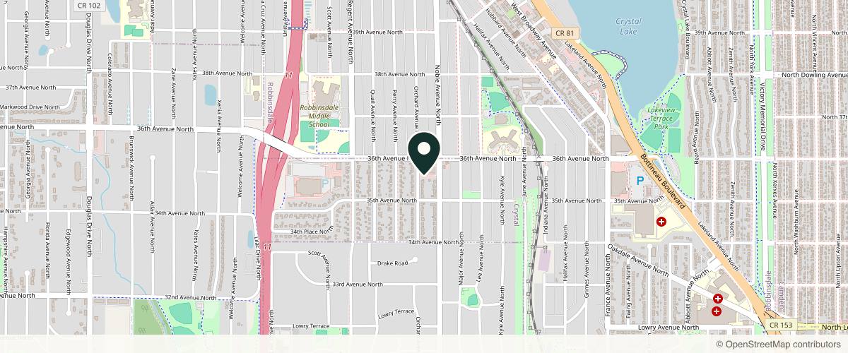 Map showing Pinnacle Dermatology - Crystal in Minneapolis, Minnesota