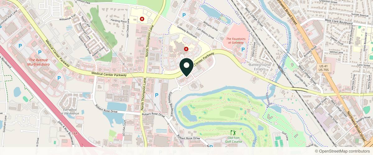 Map showing Pinnacle Dermatology - Murfreesboro in Murfreesboro, Tennessee