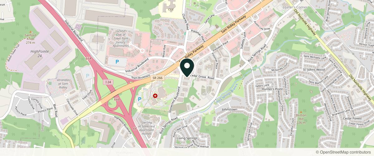 Map showing Pinnacle Dermatology - Smyrna in Murfreesboro, Tennessee