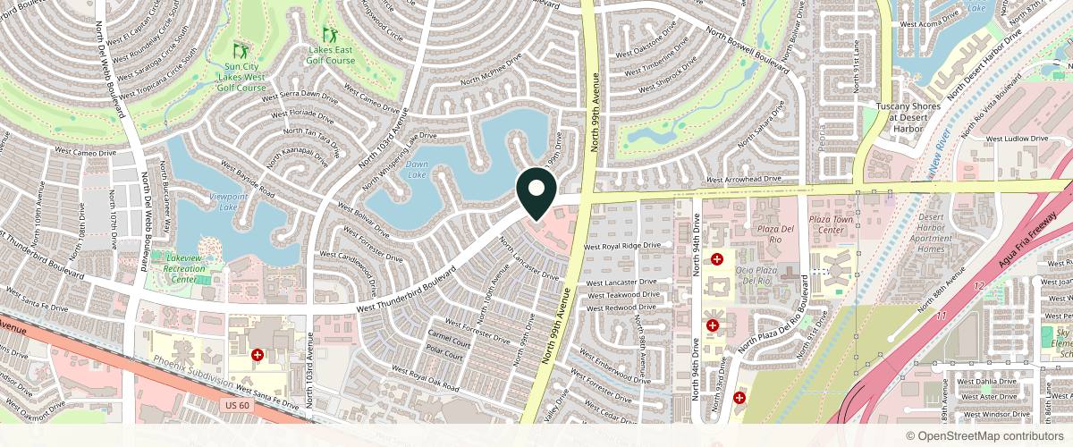 Map showing Pinnacle Dermatology - Sun City N 99th Ave in Surprise, Arizona