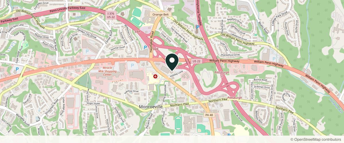 Map showing Pittsburgh Dermatology & Skin Cancer Center in Pittsburgh, Pennsylvania