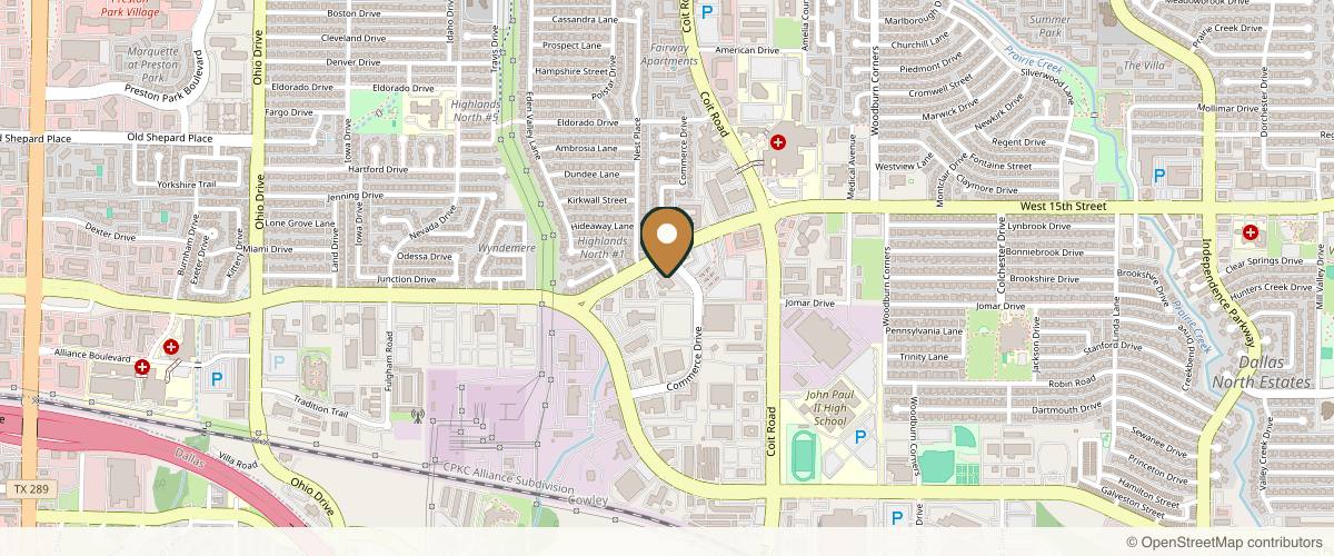 Map showing Plano Plastic Surgery in Plano, Texas