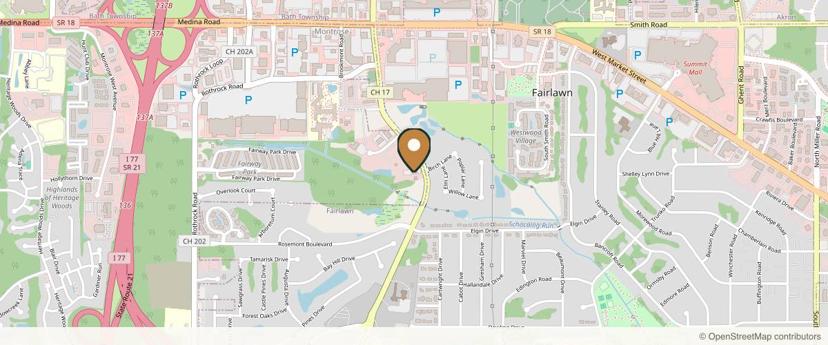 Map showing Plastic Surgeons of Akron - John C Pedersen MD in Akron, Ohio